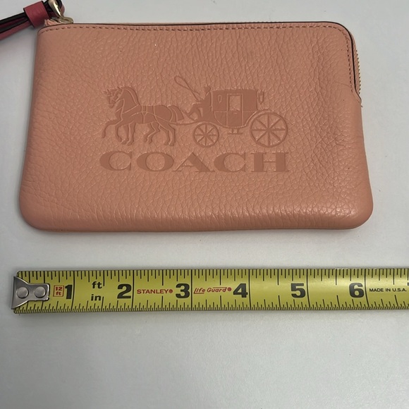 Coach Wallet Wristlet 6” x 4” peach Color with pink wristlet handle - Picture 7 of 8